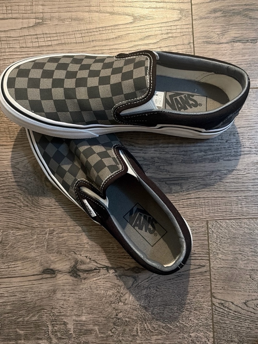 Vans Black and Gray Checkerboard Slip-On Sneakers